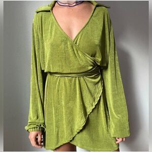 - Princess Polly lime green mini wrap dress  size 6/8